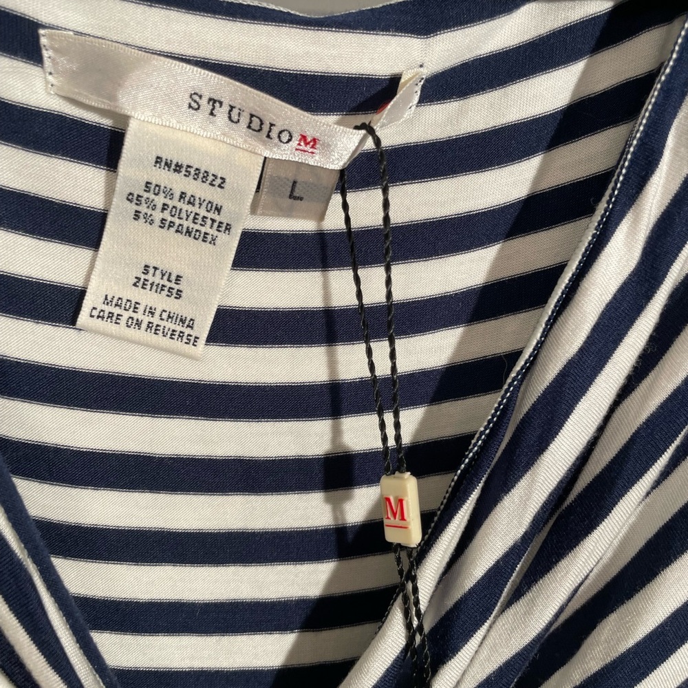 Studio M Navy and White Striped Midi Dress - Picture 4 of 12